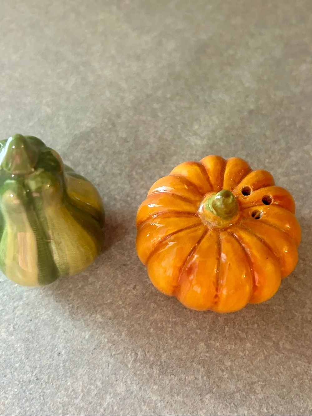 Ceramic Pumpkin & Gourd Salt and Pepper Shakers - Orange & Green